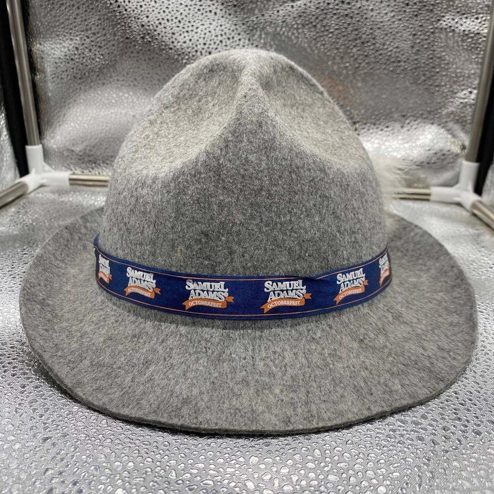 Samuel Adams Oktoberfest Alpine Hat Mens OS‎ Gray Wool Felt Feather Trim Fedora
